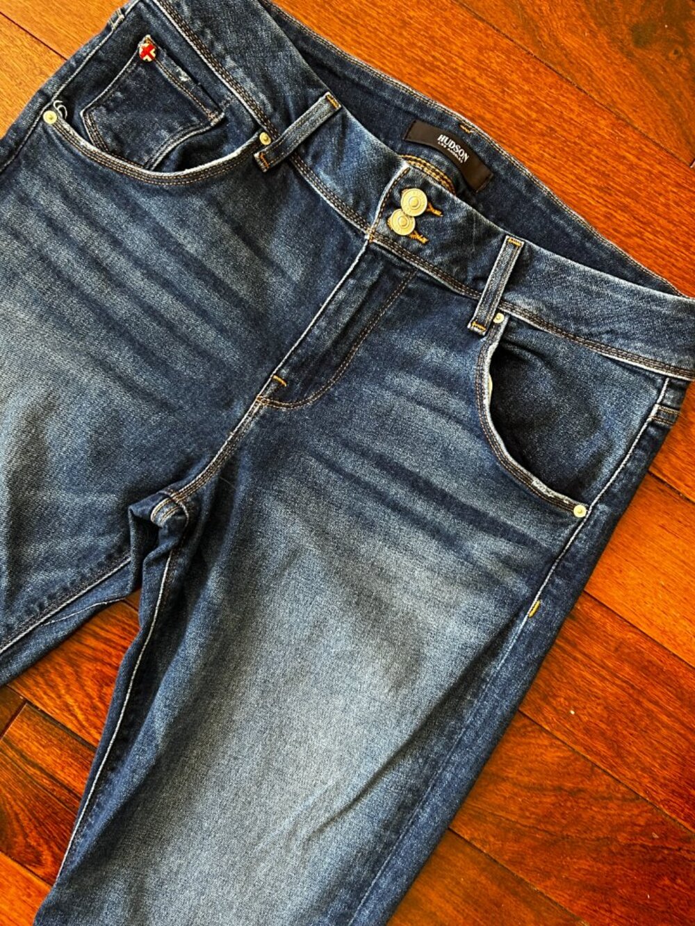 Hudson Beth Jeans Womens 32 Rhythm Rain Dark Wash Flap Pocket Bootcut Jeans - Picture 3 of 8